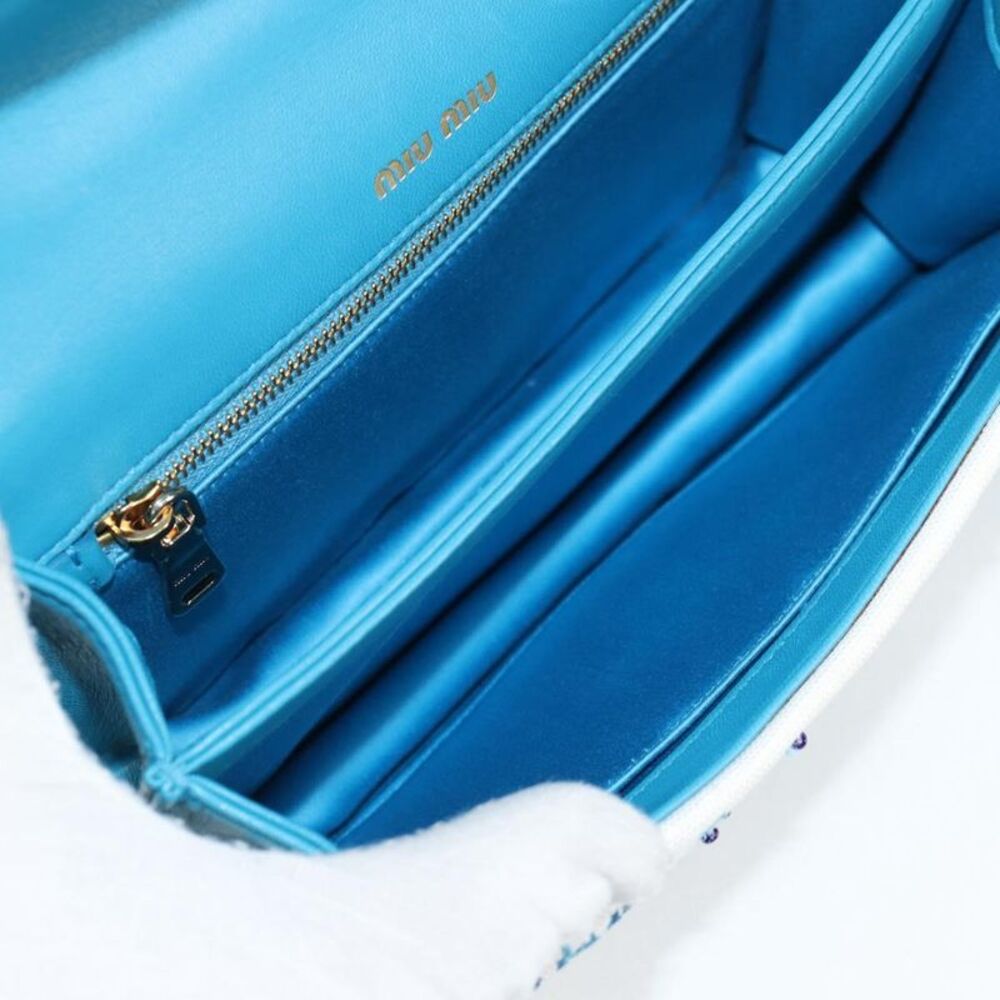 Miu Miu Chain Shoulder Bag Blue Canvas Shoulder Bag (Pre-Owned) - Picture 14 of 16